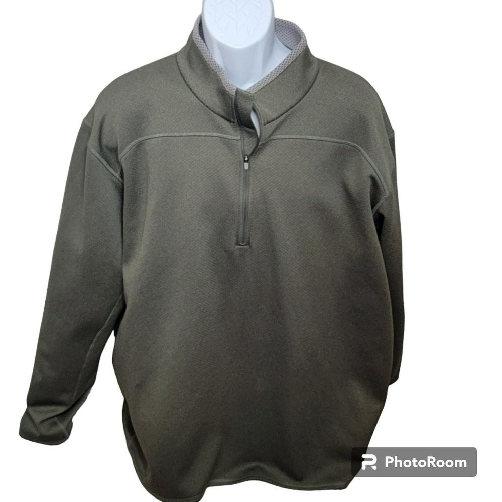 Cabella's Sweatshirt, Mens 2XL, Green, 1/4 Zip, Mock Neck, Polyester, EUC
